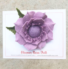 Load image into Gallery viewer, Merino Wool Blend Felt Floral Brooch/ Coat Pin - Lavender and Mauves Pleated Petals