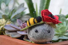 Load image into Gallery viewer, Stone Softie Plant Pal - Bumblebee and Poppy Bloom