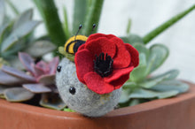Load image into Gallery viewer, Stone Softie Plant Pal - Bumblebee and Poppy Bloom