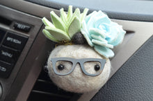 Load image into Gallery viewer, Stone Softie Vehicle Vent Clip/ Essential Oil Diffuser - Pistachio and Sky Blue Succulents With Driving Glasses