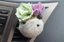Load image into Gallery viewer, Stone Softie Vehicle Vent Clip/ Essential Oil Diffuser - Mint and Purple Succulents