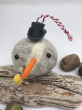 Load image into Gallery viewer, Stone Frosty - Felted Wool Stone Softie Ornament