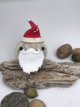 Load image into Gallery viewer, Stone Santa - Felted Wool Stone Softie Ornament