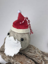 Load image into Gallery viewer, Stone Santa - Felted Wool Stone Softie Ornament