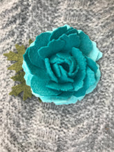 Load image into Gallery viewer, Merino Wool Blend Felt Floral Brooch/ Coat Pin - Teal Peony