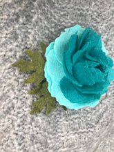 Load image into Gallery viewer, Merino Wool Blend Felt Floral Brooch/ Coat Pin - Teal Peony