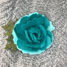 Load image into Gallery viewer, Merino Wool Blend Felt Floral Brooch/ Coat Pin - Teal Peony