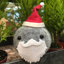 Load image into Gallery viewer, Stone Santa - Felted Wool Stone Softie Ornament