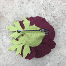 Load image into Gallery viewer, Merino Wool Felt Brooch/ Coat Pin - Burgundy and Blush