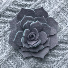 Load image into Gallery viewer, Felt Succulent Brooch - Warm Grey/ Mottled Blue