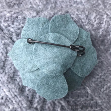 Load image into Gallery viewer, Felt Succulent Brooch - Warm Grey/ Mottled Blue