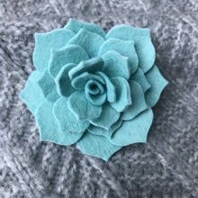 Load image into Gallery viewer, Felt Succulent Brooch - Baby Blue/ Palest Blue