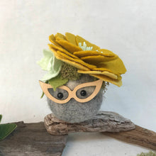 Load image into Gallery viewer, Felted Wool Stone Softie - Mustard and Mint Blooms