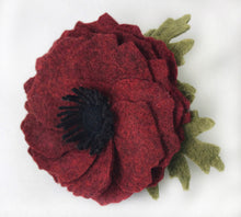 Load image into Gallery viewer, Merino Wool Felt Brooch/ Coat Pin - Mottled Ruby Red