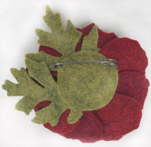 Load image into Gallery viewer, Merino Wool Felt Brooch/ Coat Pin - Mottled Ruby Red