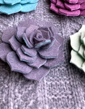Load image into Gallery viewer, Felt Succulent Brooch - Warm Grey/ Mottled Blue