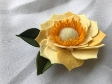 Load image into Gallery viewer, Merino Wool Blend Felt Floral Brooch/ Coat Pin