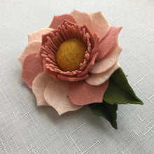 Load image into Gallery viewer, Merino Wool Blend Felt Floral Brooch/ Coat Pin