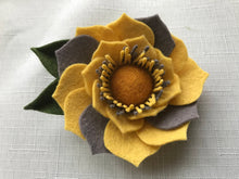 Load image into Gallery viewer, Merino Wool Blend Felt Floral Brooch/ Coat Pin