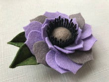 Load image into Gallery viewer, Merino Wool Blend Felt Floral Brooch/ Coat Pin
