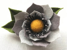 Load image into Gallery viewer, Merino Wool Blend Felt Floral Brooch/ Coat Pin