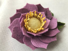 Load image into Gallery viewer, Merino Wool Blend Felt Floral Brooch/ Coat Pin