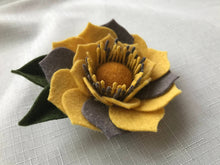 Load image into Gallery viewer, Merino Wool Blend Felt Floral Brooch/ Coat Pin
