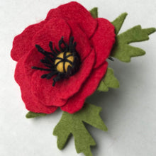 Load image into Gallery viewer, Felt Poppy Brooch - Botanical Style - Ready to Ship
