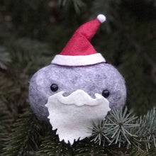 Load image into Gallery viewer, Stone Santa - Felted Wool Stone Softie Ornament