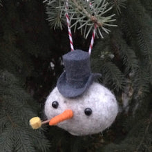 Load image into Gallery viewer, Stone Frosty - Felted Wool Stone Softie Ornament