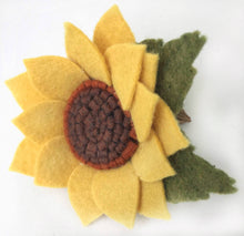 Load image into Gallery viewer, Merino Wool Blend Felt Sunflower Brooch/ Coat Pin
