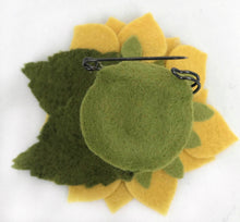 Load image into Gallery viewer, Merino Wool Blend Felt Sunflower Brooch/ Coat Pin