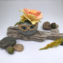 Load image into Gallery viewer, Felted Wool Stone Softie - Peach Fascinator Fancy Lady