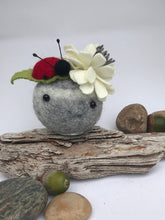 Load image into Gallery viewer, Felted Wool Stone Softie - Ladybug Friend