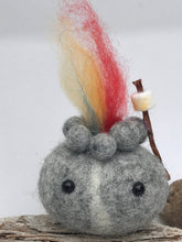 Load image into Gallery viewer, Felted Wool Stone Softie - Campfire Buddy With Toasted Marshmallow