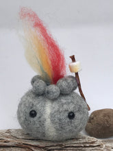 Load image into Gallery viewer, Felted Wool Stone Softie - Campfire Buddy With Toasted Marshmallow