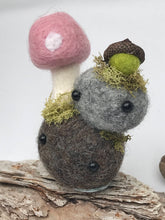 Load image into Gallery viewer, Felted Wool Stone Softie - Woodland Stone Stack with Toadstool