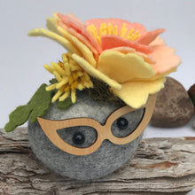 Load image into Gallery viewer, Felted Wool Stone Softie - Peach Fascinator Fancy Lady