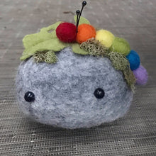 Load image into Gallery viewer, Felted Wool Stone Softie - Caterpillar Friend