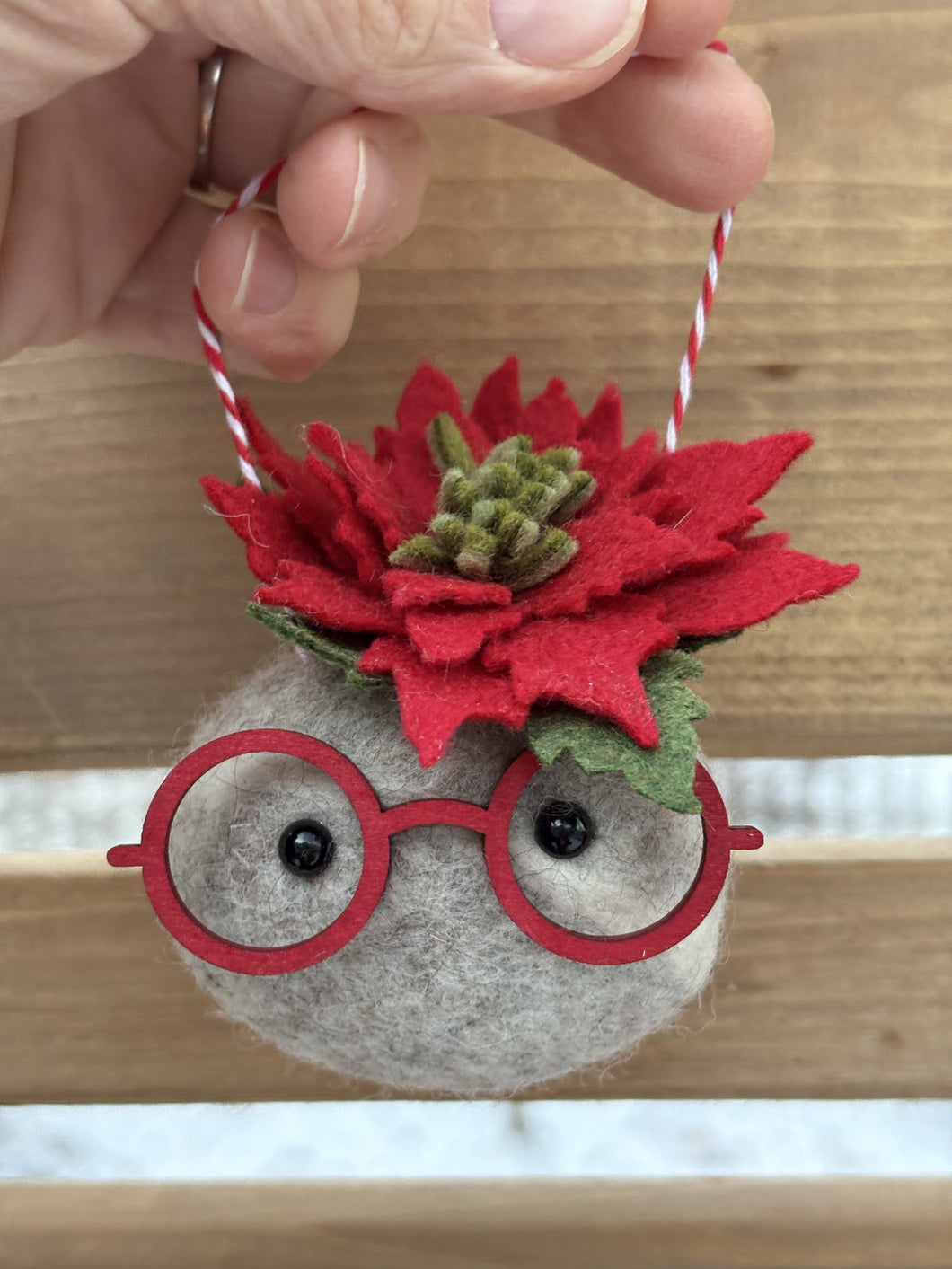 Felted Wool Stone Softie Ornament - Adopt-A-Thon Adoptee!