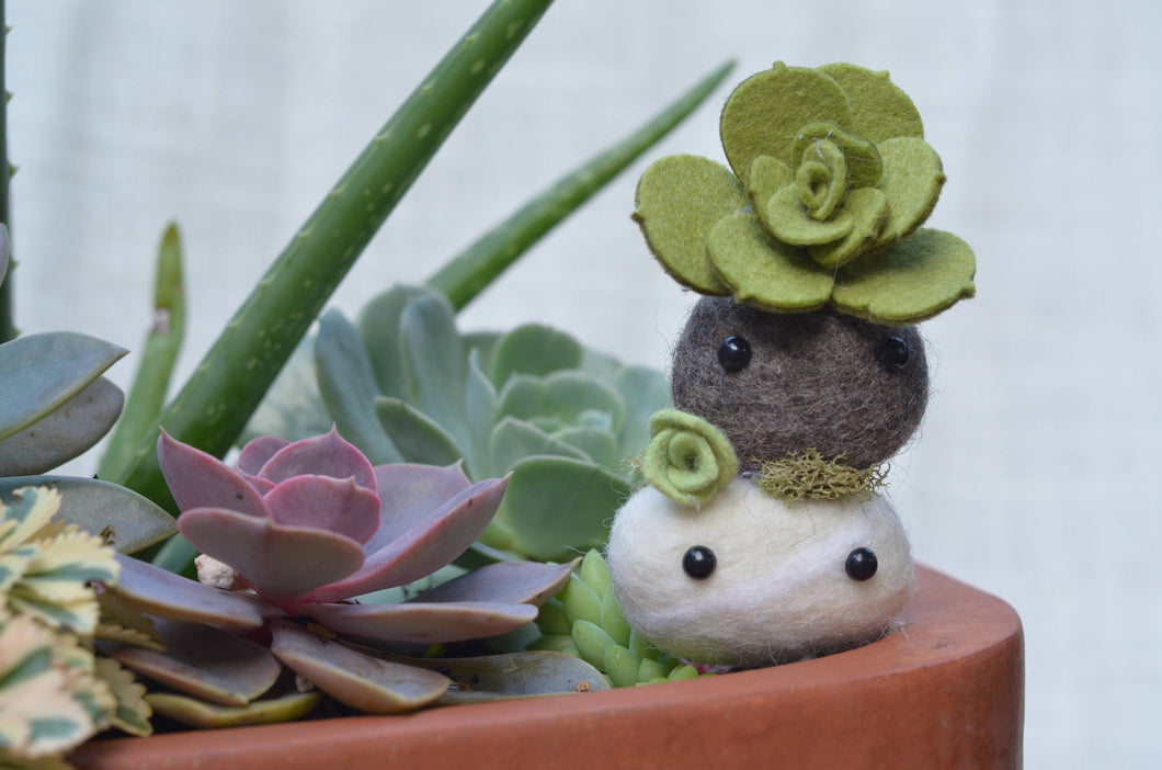 Stone Softie Plant Pal - Pea Green Succulent Stack