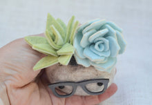 Load image into Gallery viewer, Stone Softie Vehicle Vent Clip/ Essential Oil Diffuser - Pistachio and Sky Blue Succulents With Driving Glasses
