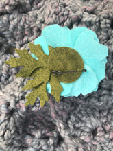 Load image into Gallery viewer, Merino Wool Blend Felt Floral Brooch/ Coat Pin - Teal Peony
