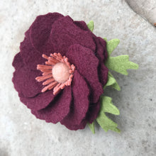 Load image into Gallery viewer, Merino Wool Felt Brooch/ Coat Pin - Burgundy and Blush
