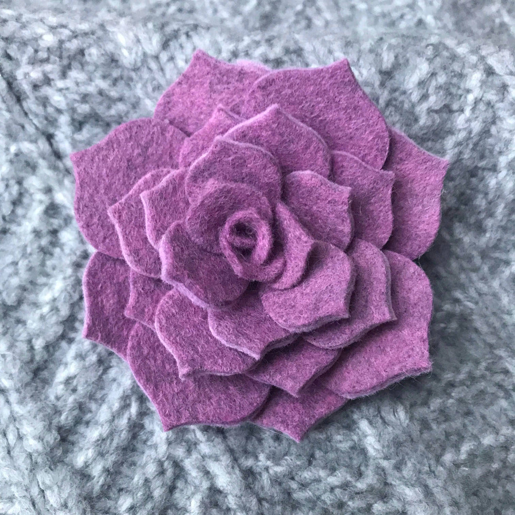 Felt Succulent Brooch - Warm Purple/ Violet
