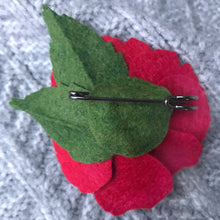 Load image into Gallery viewer, Festive Holiday Brooch/ Coat Pin in Ruby Red and Forest Green
