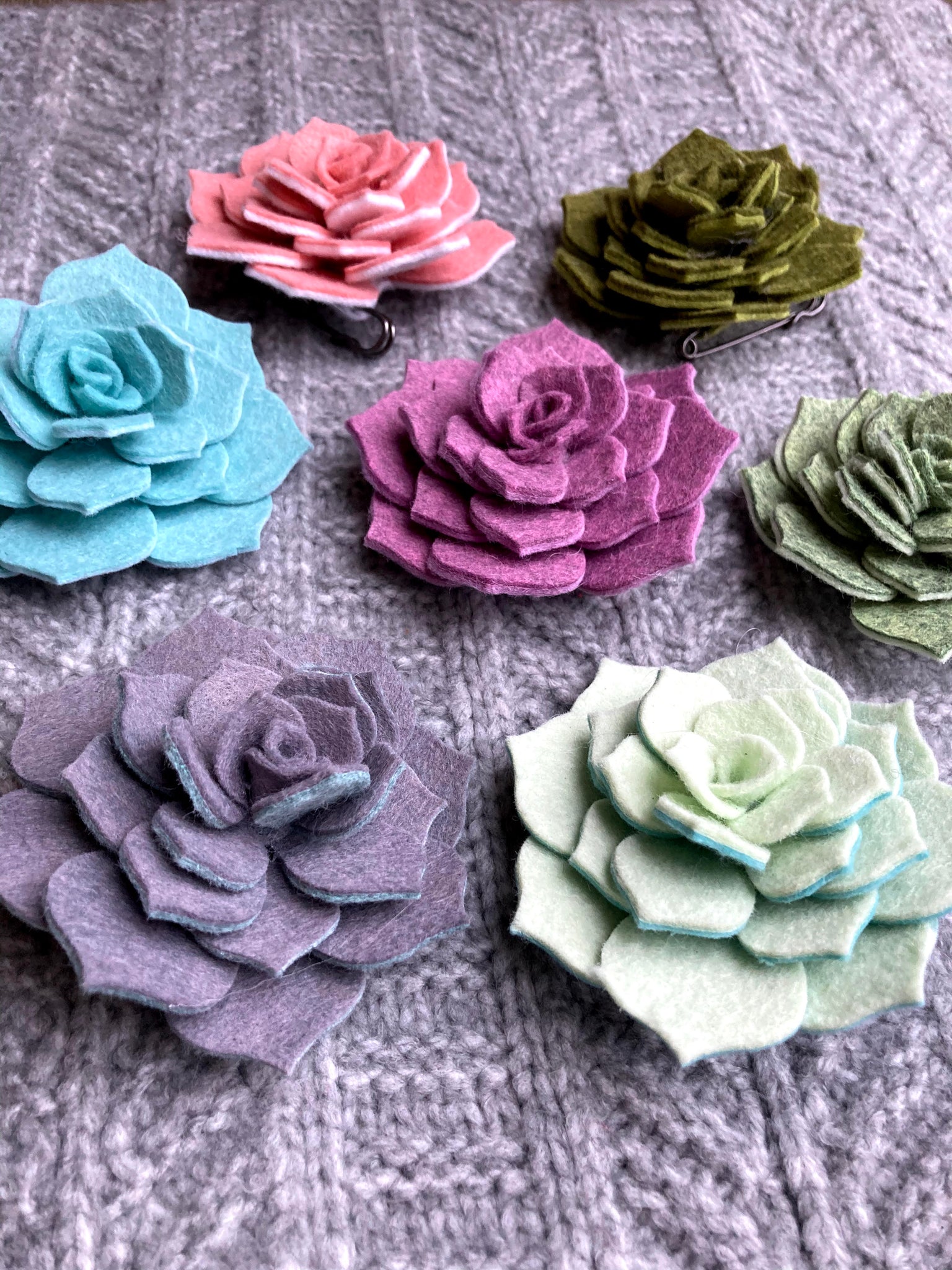 succulent brooch Felt Succulent Brooch