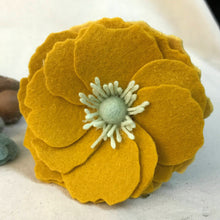 Load image into Gallery viewer, Felted Wool Stone Softie - Mustard and Mint Blooms

