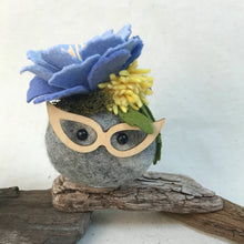 Load image into Gallery viewer, Felted Wool Stone Softie - Cornflower Blue and Dandelion
