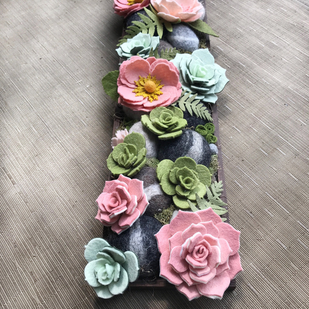Large Wall Garden - Blush Pink/ Mint and Moss Succulents